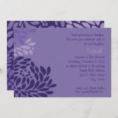 Paarse bloemuitnodiging kaart (Voorkant / Achterkant)