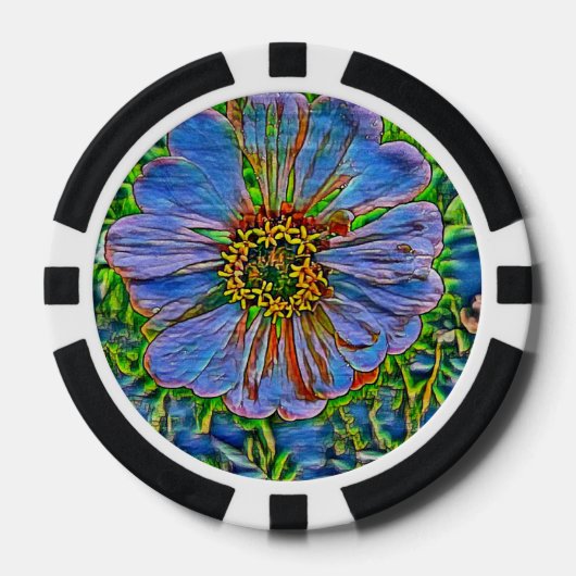 Paarse bloemverf poker chips (Voorkant)
