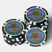 Paarse bloemverf poker chips (Opstapeling)