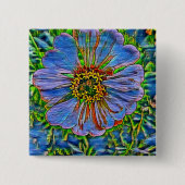 Paarse bloemverf vierkante button 5,1 cm (Voorkant)