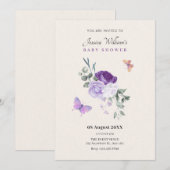 Paarse bloemvlinders kaart (Voorkant / Achterkant)