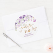 Paarse bloemvlinders Ready to Pop Ronde Sticker (Envelop)