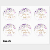 Paarse bloemvlinders Ready to Pop Ronde Sticker (Vel)