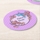 paarse bloemvogel ronde kartonnen onderzetter (Gebogen)