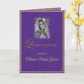 Paarse bloemwijnstokken met foto-quinceanera kaart (Gele Bloem)