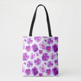 Paarse bloemzak voor waterverf tote bag
