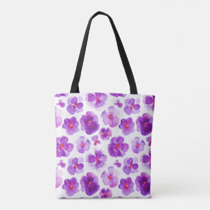 Paarse bloemzak voor waterverf tote bag