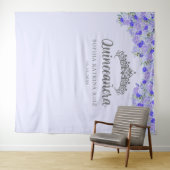 Paarse bloemzilver quinceanera foto achtergrond wandkleed (In Situ (horizontaal))