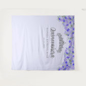 Paarse bloemzilver quinceanera foto achtergrond wandkleed (Voorkant (horizontaal))