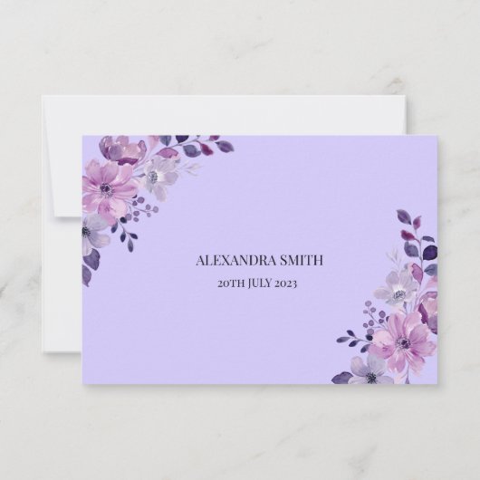 Paarse bloemzoet zestien jarig met foto bedankkaart (Achterkant)