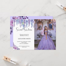 Paarse bloemzoet zestien jarig met foto