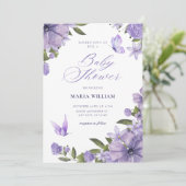 Paarse bloesem baby shower kaart (Staand voorkant)