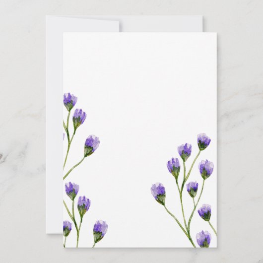 Paarse bloesem bloemenbruids doucheuitnodiging kaart (Achterkant)