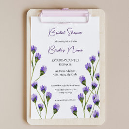 Paarse bloesem bloemenbruids doucheuitnodiging kaart