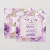 Paarse Bloesem Bloesem Verjaardagsfeest Kaart (Voorkant / Achterkant)