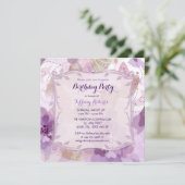 Paarse Bloesem Bloesem Verjaardagsfeest Kaart (Staand voorkant)