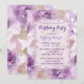 Paarse Bloesem Bloesem Verjaardagsfeest Kaart (Voorkant / Achterkant)