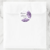 Paarse Bloesem Daisy Opslaan Datum Bruiloft Ronde Sticker (Tas)