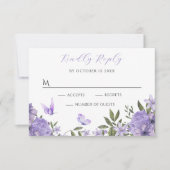 Paarse bloesem RSVP kaartje (Voorkant)