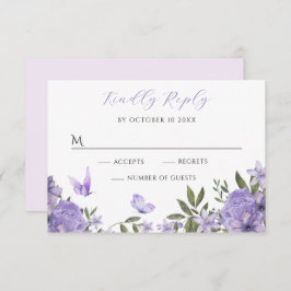 Paarse bloesem RSVP kaartje