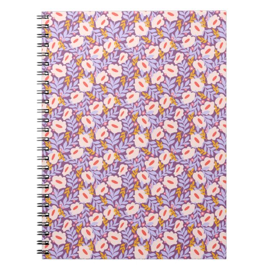 Paarse Bloesem Spiral-Bound Journal Notitieboek (Voorkant)