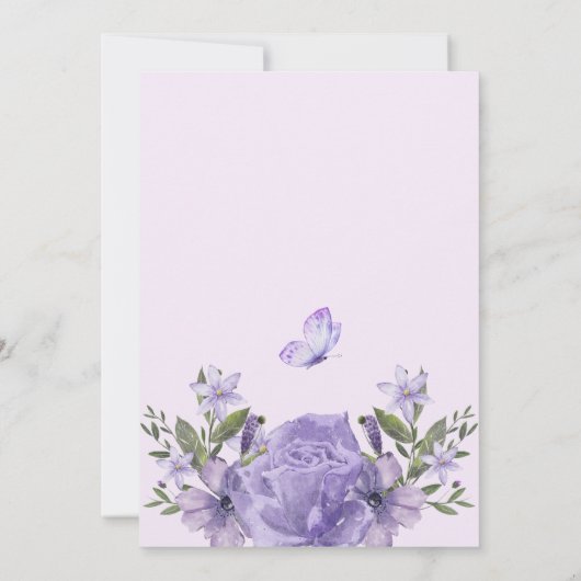 Paarse bloesem vrijgezellenfeest kaart (Achterkant)