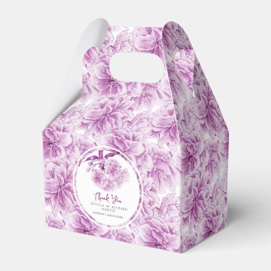Paarse Bloesem waterverf Bloemen patterned Custom Bedankdoosjes (Voorkant Zijde)