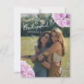 Paarse bloesem waterverf bruidsmeisje voorstel notitiekaartje (Voorkant)