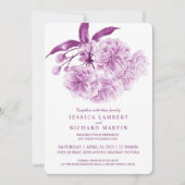 Paarse bloesem waterverf voorjaar bloemenbruiloft kaart (Voorkant)