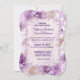 Paarse bloesems bloemenbruiloft uitnodiging