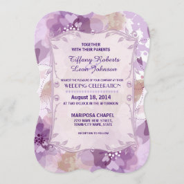 Paarse bloesems bloemenbruiloft uitnodiging