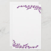 Paarse bloesems briefpapier (Voorkant / Achterkant)