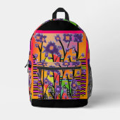 Paarse Bloesems Collage Travel School Hiking Bedrukte Rugzak (Voorkant)