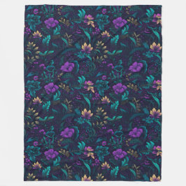 Paarse bloesems en Blauwgroen bladeren Fleece Deken