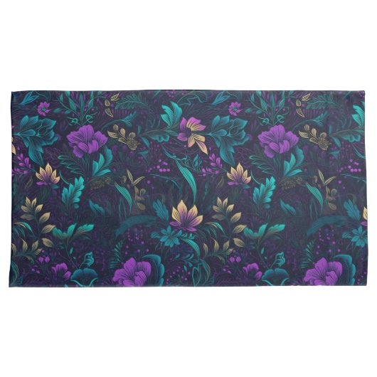 Paarse bloesems en Blauwgroen bladeren Kussensloop (Voorkant-Rechts)