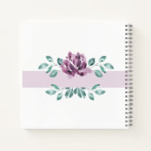 Paarse Bloesems Groene Monogram Notitieboek (Achterkant)