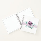 Paarse Bloesems Groene Monogram Notitieboek (Binnen)