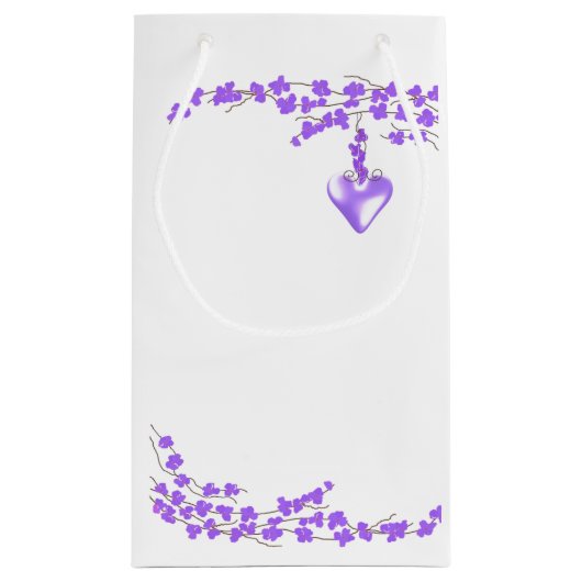 Paarse bloesems hartaccent klein cadeauzakje (Achterkant)