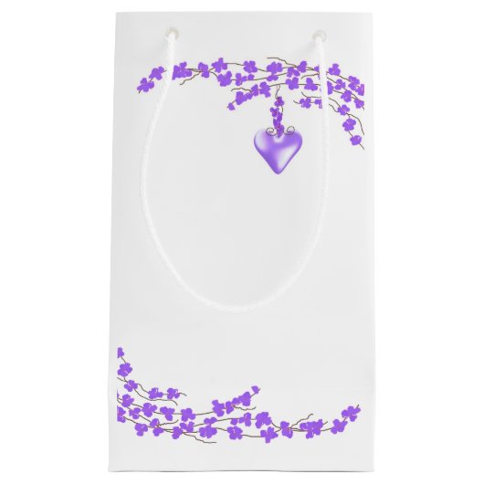 Paarse bloesems hartaccent klein cadeauzakje (Voorkant)