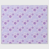 Paarse bloesems op Stippen Cadeaupapier (Vlak)