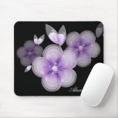 Paarse bloesems op zwarte Muismat (Met muis)