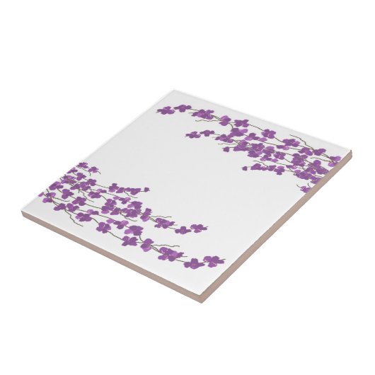 Paarse bloesems tegeltje (Zijkant)