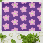 Paarse bloesems theedoek (Gevouwen)
