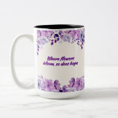 Paarse bloesems tweekleurige koffiemok (Links)