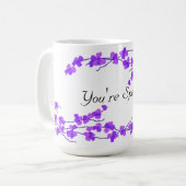 Paarse bloesems - Uw speciale Koffiemok (Voorkant links)