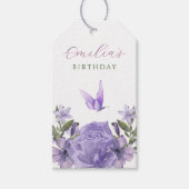 Paarse bloesemvlinder cadeaulabel (Voorkant)