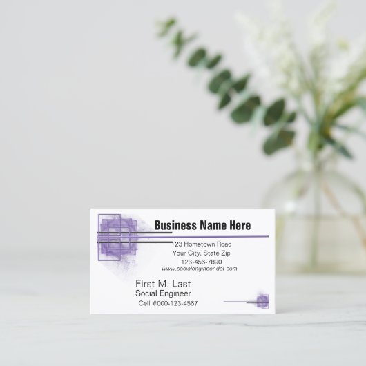 Paarse blok & lijnkunstwerk generiek visitekaartje (Staand voorkant)