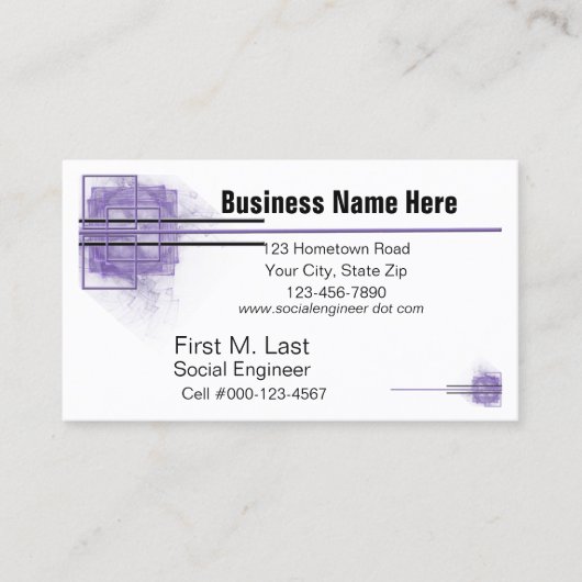 Paarse blok & lijnkunstwerk generiek visitekaartje (Voorkant)