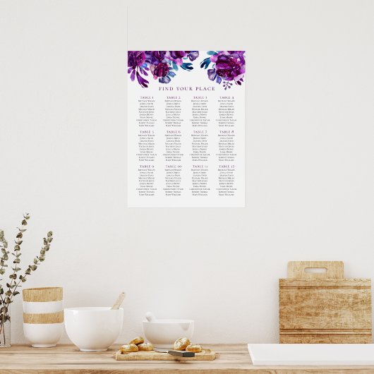Paarse blokletters. Lila bruiloft Poster (Keuken)