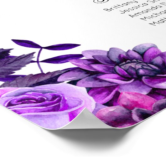 Paarse blokletters. Lila bruiloft Poster (Hoek)